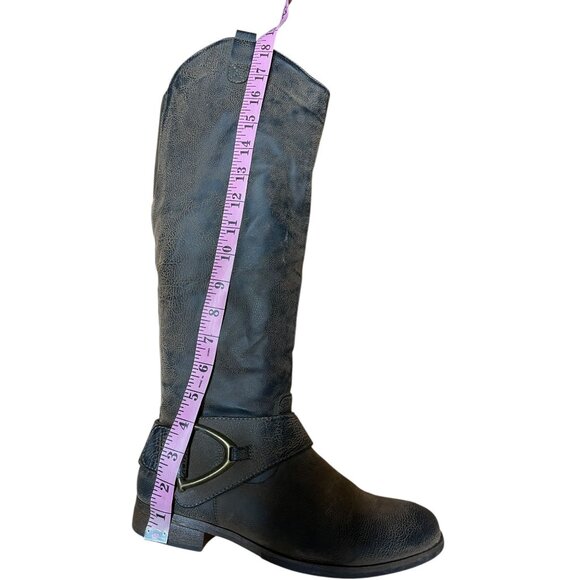 Madeline‎ Womens Tall Distressed Faux Leather Riding Boots Size 9.5M brown - Picture 5 of 14